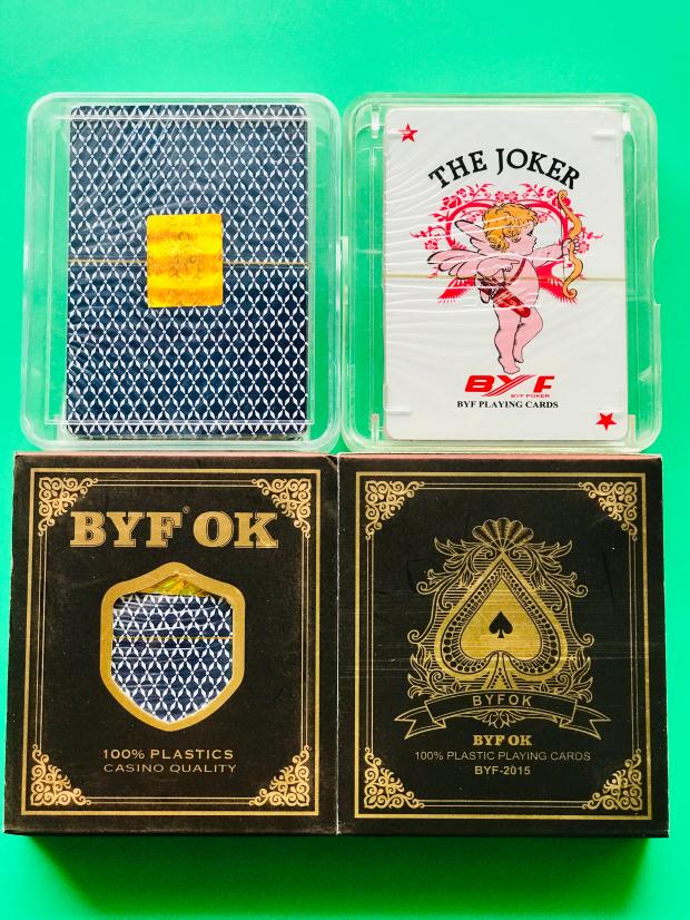 Baiyunfa BYFOK frosted plastic playing cards 55 big bee lattice waterproof PVC universal nationwide