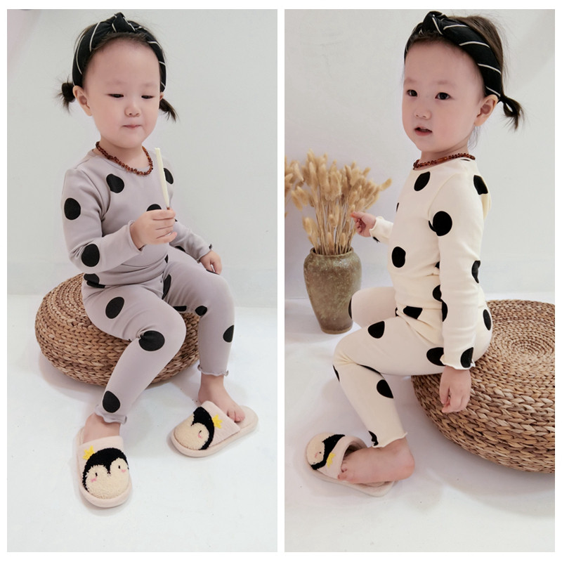 Baby warm clothes suit autumn children underwear high waist male and female child baby sleeping clothes winter home clothes in autumn clothes pure cotton