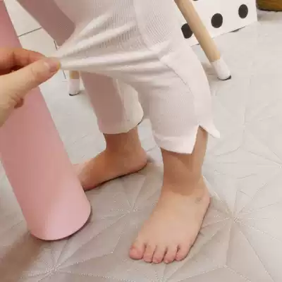 Boys spring and summer thin leggings threaded large pp baby pants Children's female baby 7-point pants slim pants thin