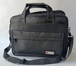 Simple black business bag, men's business bag, enlarged and thickened tool bag, 15-inch computer bag, can be carried on one shoulder and cross-body