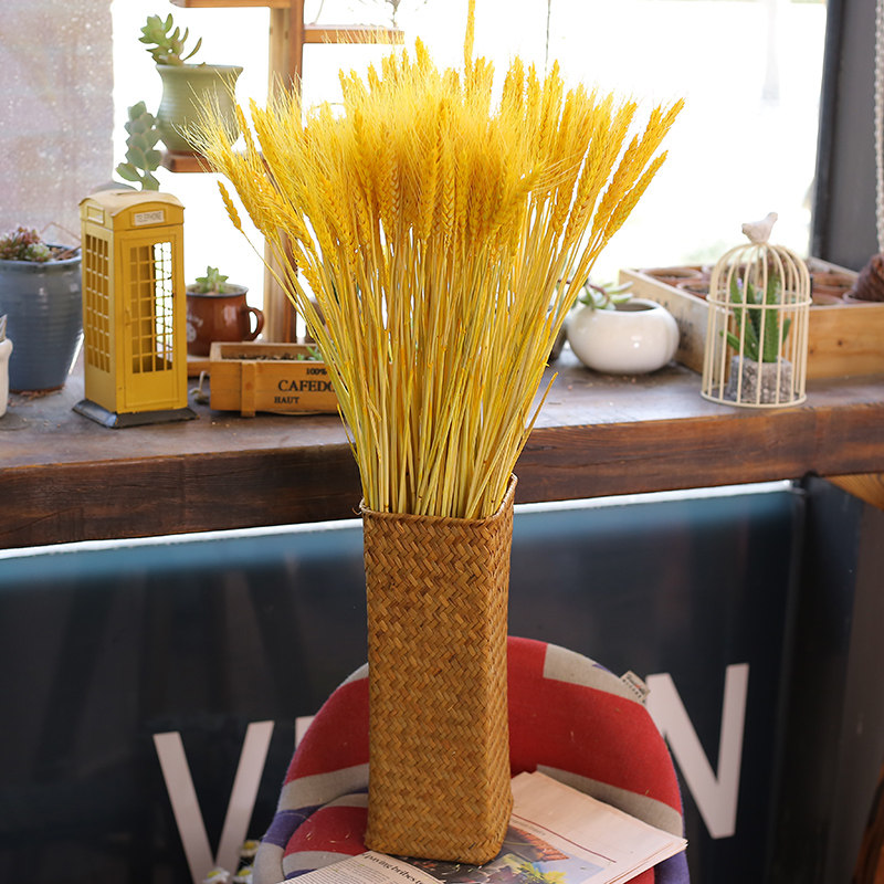 Rattan grass woven dried flowers Simulation flowers flower basket flower barrel reed wheat ear Rabbit tail grass living room TV cabinet decoration decoration