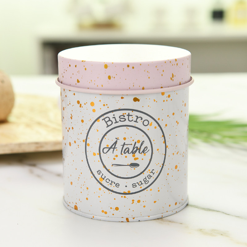 Mini Tea Iron Jars Coffee Pink Bean Food Grade Seal Tank Food Grade Small Number Portable White Sugar Storage Storage Tank