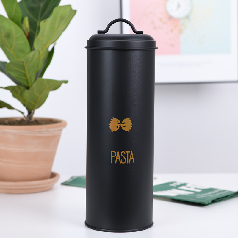 Export style black matte heightened pasta Italian flour storage and storage iron cans