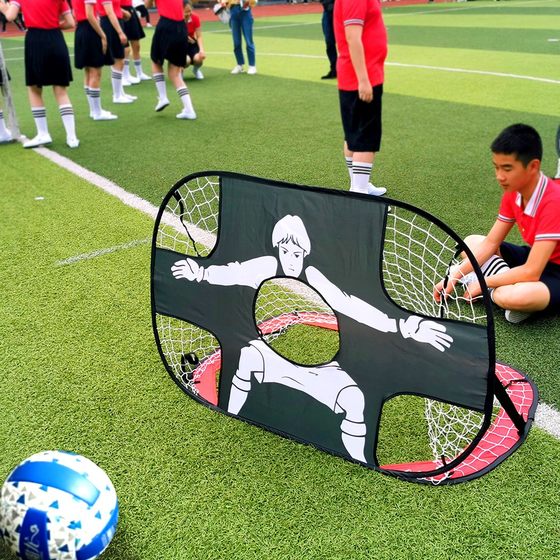 새로운 어린이 실내 접이식 인간 모양의 축구 네트 프레임 야외 청소년 휴대용 훈련 축구 목표 이중 사용 모델