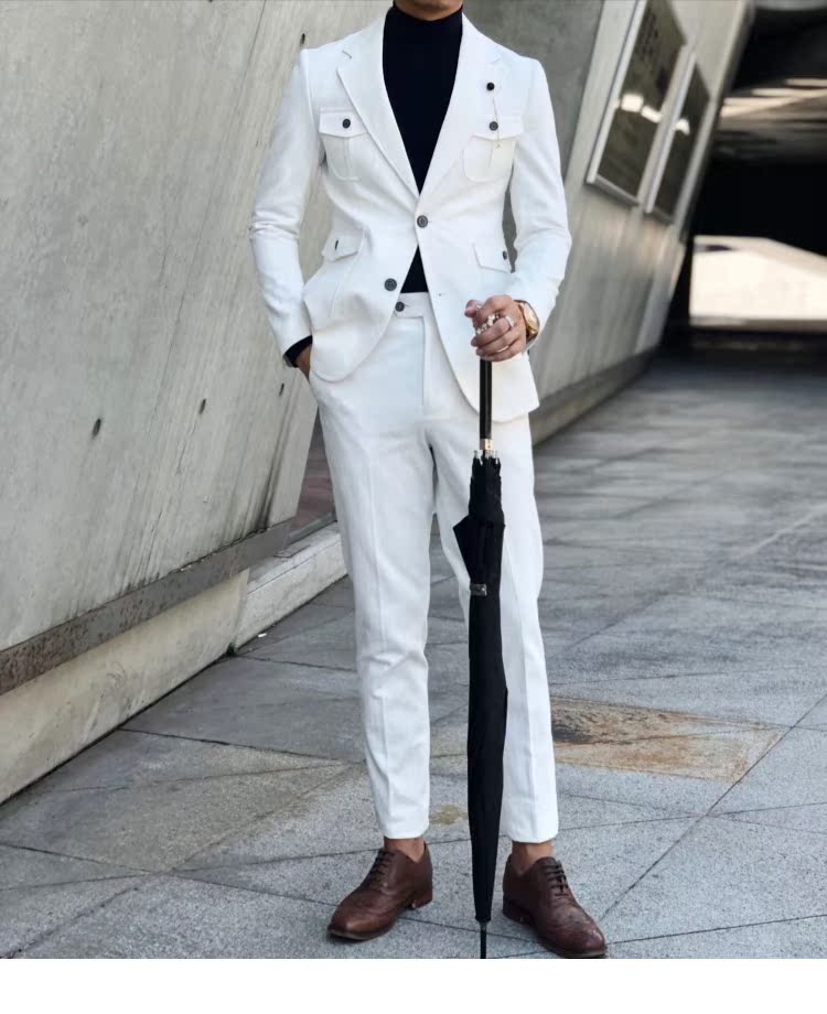 2018 Ý retro Slim British suit phù hợp với nam phiên bản Hàn Quốc của mùa thu safari thời trang phù hợp với nam hai mảnh áo nam