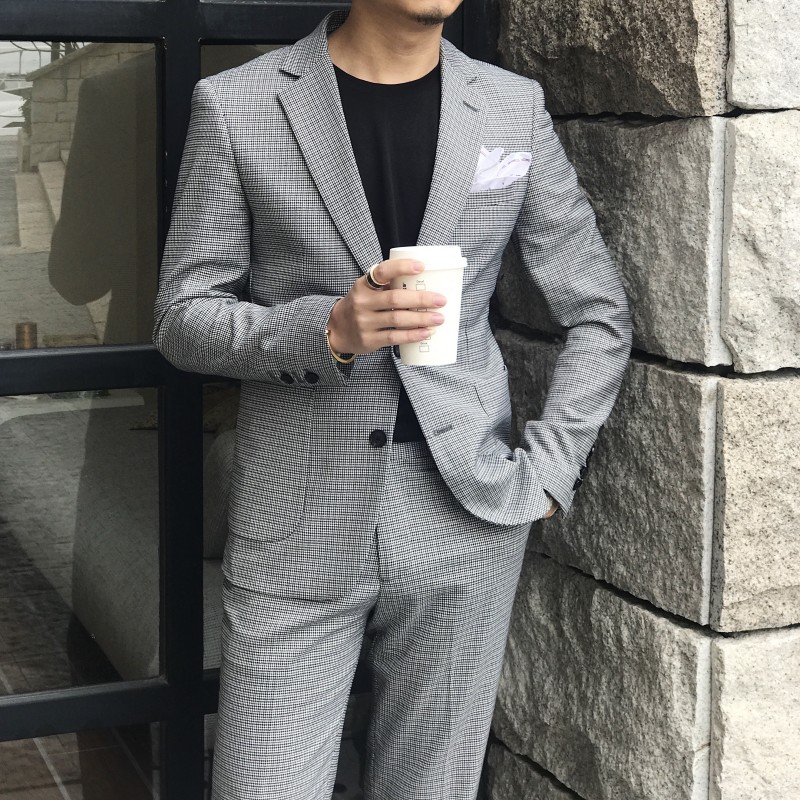 Mùa xuân 2018 phù hợp với bộ đồ phù hợp với kiểu tóc áo khoác nam triều mới giản dị nhỏ phù hợp với hai mảnh áo vest nam trung niên