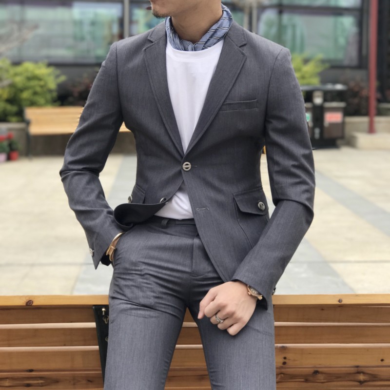 Mùa xuân 2018 đơn giản đơn giản màu lớn túi lớn đơn giản phù hợp với bộ đồ mỏng vest nam đẹp