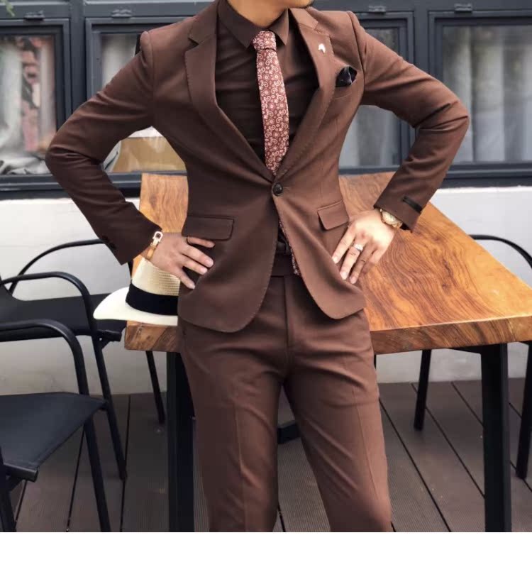 2018 mới đơn giản màu sắc đơn giản quý ông phù hợp với bộ đồ vest nam Slim thời trang nhỏ phù hợp với bộ đồ hai mảnh 4 màu vest nam