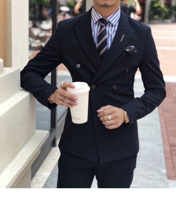 2018 quý ông Hàn Quốc cơ bản phù hợp với bộ đồ đôi ngực phù hợp với thời trang Anh mỏng phù hợp với bộ đồ hai mảnh áo vest nam hàn quốc