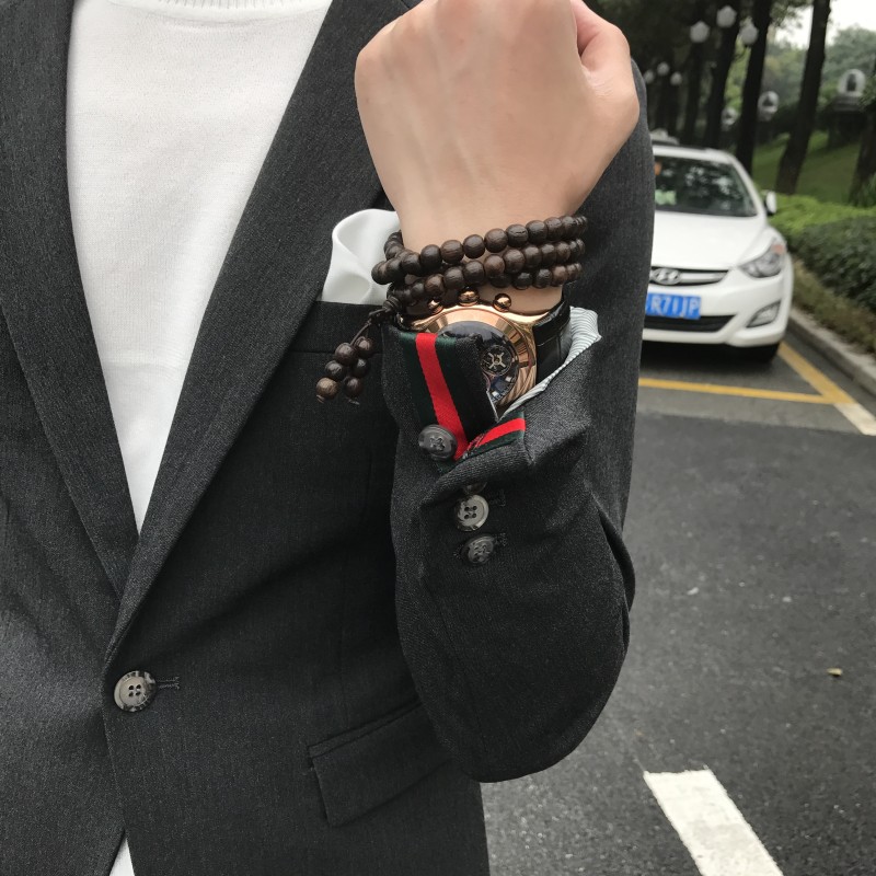Xuân 2018 tên tuổi lớn vải cao cấp đơn giản phiên bản Hàn Quốc của bộ đồ nhỏ tự trồng phù hợp với bộ đồ thời trang nam quần tây nam