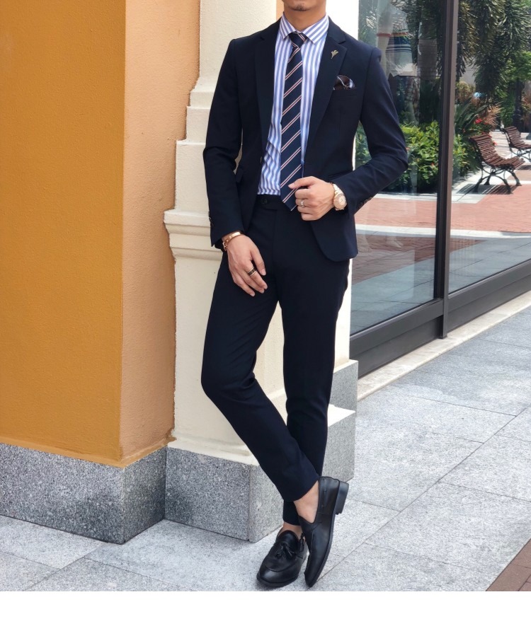 Hàn Quốc mẫu đơn giản cơ bản một bộ đồ đơn ngực nhiều màu thời trang hoang dã thủy triều nam phù hợp với phiên bản mỏng đồ vest