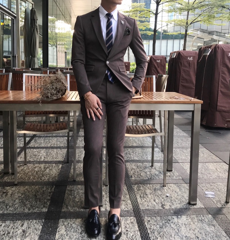 2018 Hàn Quốc mùa thu đơn giản và rõ ràng tự tu luyện một nút nhỏ phù hợp với bộ đồ thời trang nam vest nam cá tính