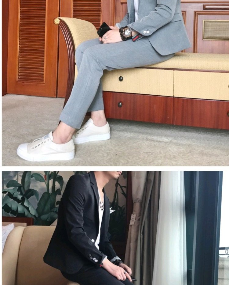 2018 mới đơn giản màu đơn sắc phiên bản Hàn Quốc của bộ đồ bình thường phù hợp với nam triều thời trang Slim British hai bộ 3 màu áo khoác nam