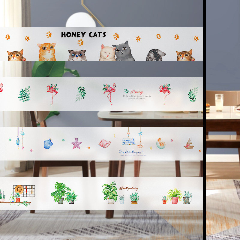 Glass Sticker Trim Personality Creative Glass Door Waist Line Paste Office Make-up Room Glass Ramen Sticker Film