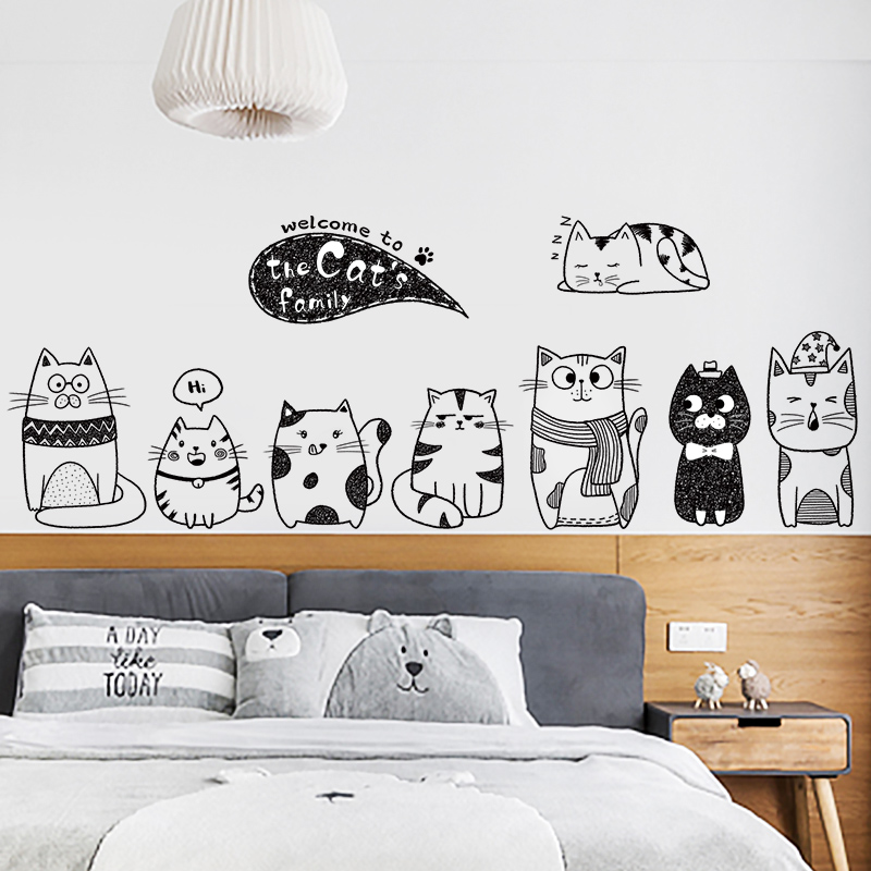 Living room sofa TV background wall stickers self-adhesive cartoon bedroom room layout bedside decorations wall stickers