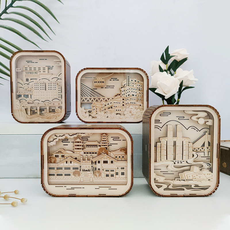 Honeybee Dad Original Floating Light Dream Movie City Small Night Light Chongqing Landscape Solid Souvenir Touch and Sleeping Lights