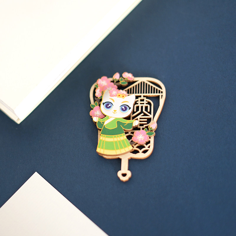 Creative Wooded Fridge Patch Wide Narrow Alley Chengdu City Souvenirs Accompanied By Gift Decoration Stick Bee Daddy