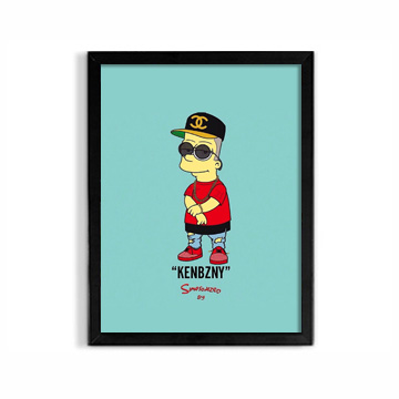 Trendy Simpson illustrator ins studio home study trend decoration hanging wall framed decorative painting photo frame painting