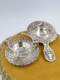 British noble antique 800 sterling silver tea filter, embossed flower filter tea spoon holder set of 2, total 95g colander
