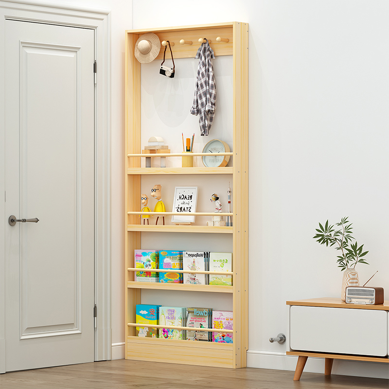 8/10/12cm Door-Mounted Storage Rack Ultra-Thin Picture Book Storage Rack Solid Wood Thin Cabinet Bookshelf Wall-Mounted Multi-Layer Snack Rack