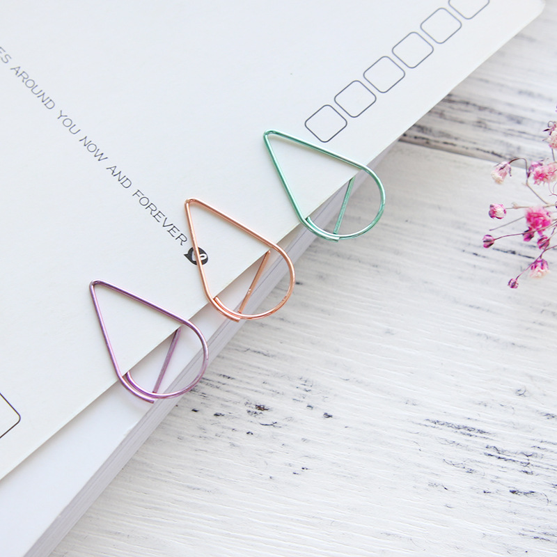 Minimalist drop-shaped back shaped needle metal minimalist creative bookmarked colorful tune-book page clip Leave a message clip 10-Taobao