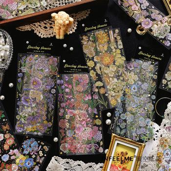 Pet three-dimensional hot stamping handbag sticker ins style plant