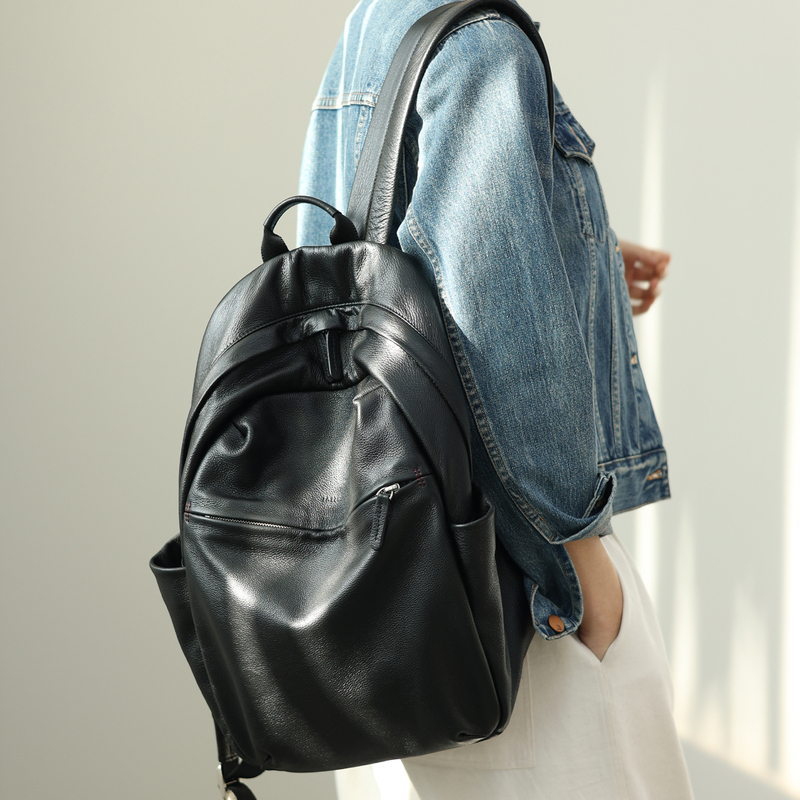 Jazz Xiaoqiang Calfskin Leather | Try to Be Casual and Relaxed | Full Leather Backpack, Lightweight, Large Capacity, Fashionable