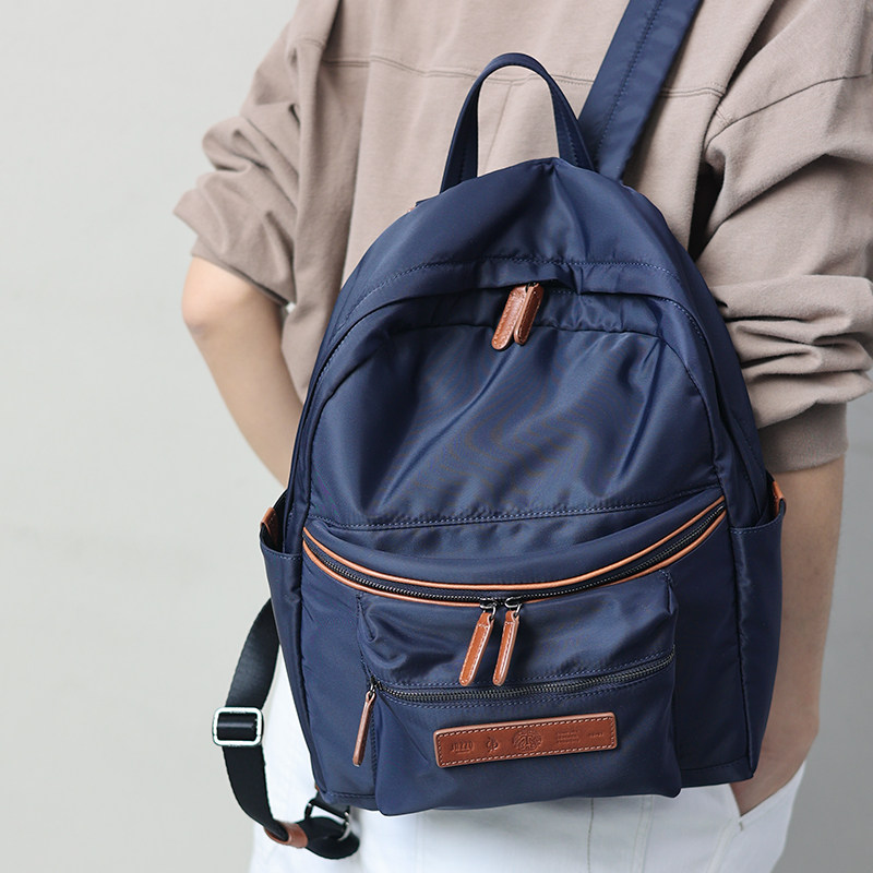 Strong Brother Referral Japan Nylon Accessories Genuine Leather Superior Sense Double Shoulder Bag Woman Brief large capacity Light travel Shoulder Bag