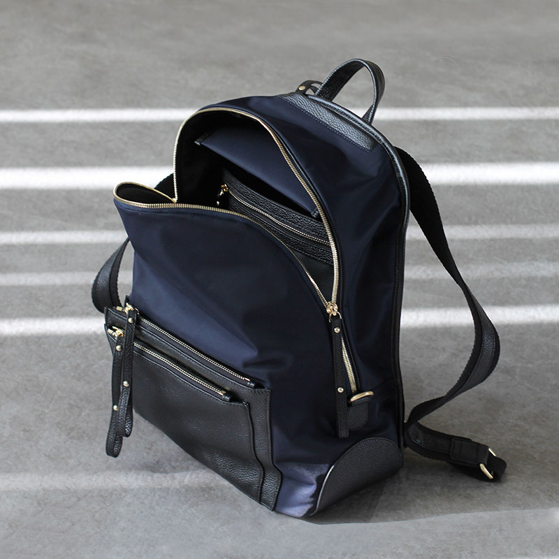 Jazz little strong | solid lightweight backpack waterproof nylon with leather large capacity travel bag ladies backpack