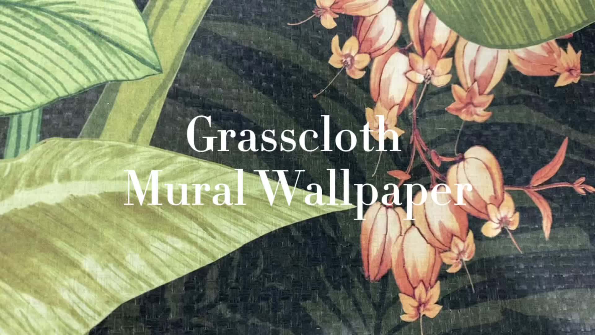 Custom 3d Plating Nature Grasscloth Forest Green Leave Wall Murals