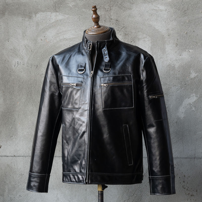 Large Size Export Hand-Rubbed First-Layer Oil-Waxed Cowhide Men's Genuine Leather Motorcycle Jacket Vintage Large Size Export Hand-Rubbed First-Layer Oil-Waxed Cowhide Men's Genuine Leather Motorcycle Jacket Vintage
