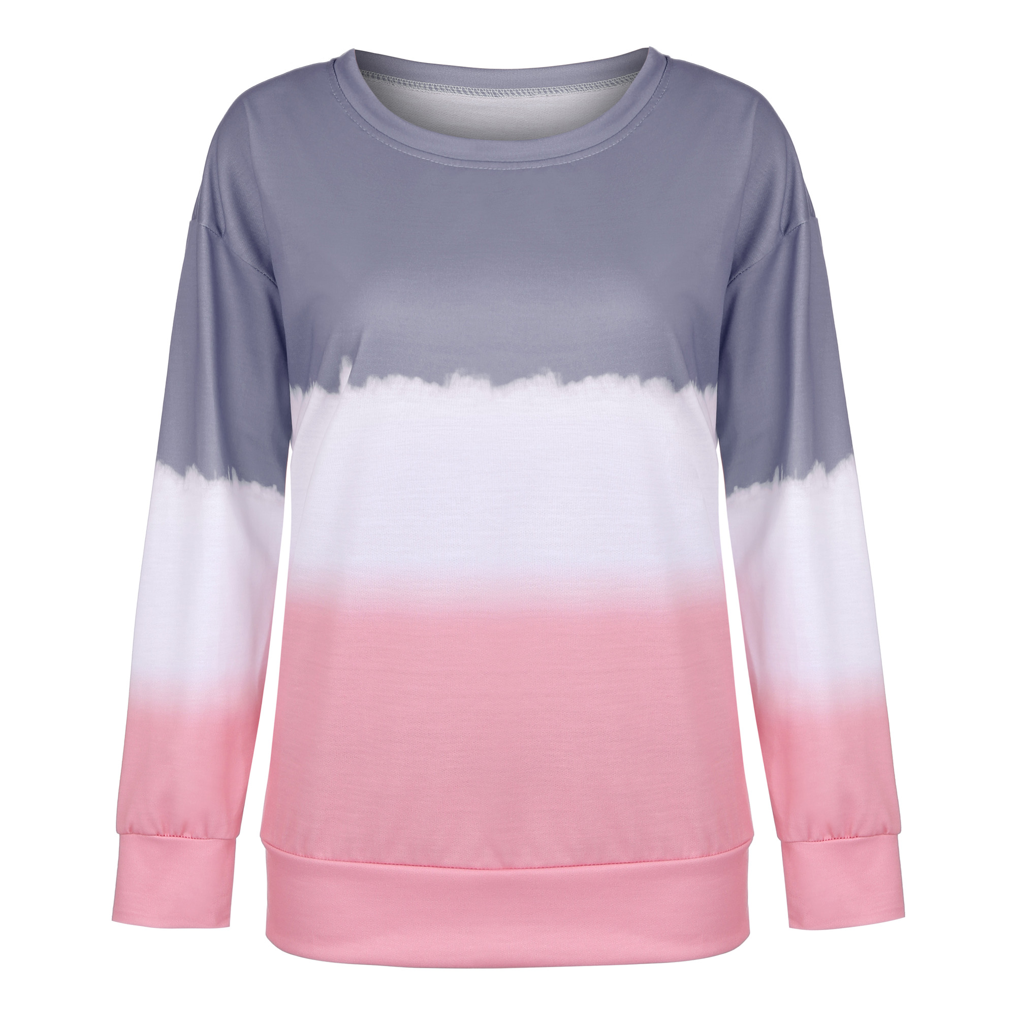 women's printed tie-dye gradient long-sleeved round neck T-shirt sweater NSYF1843