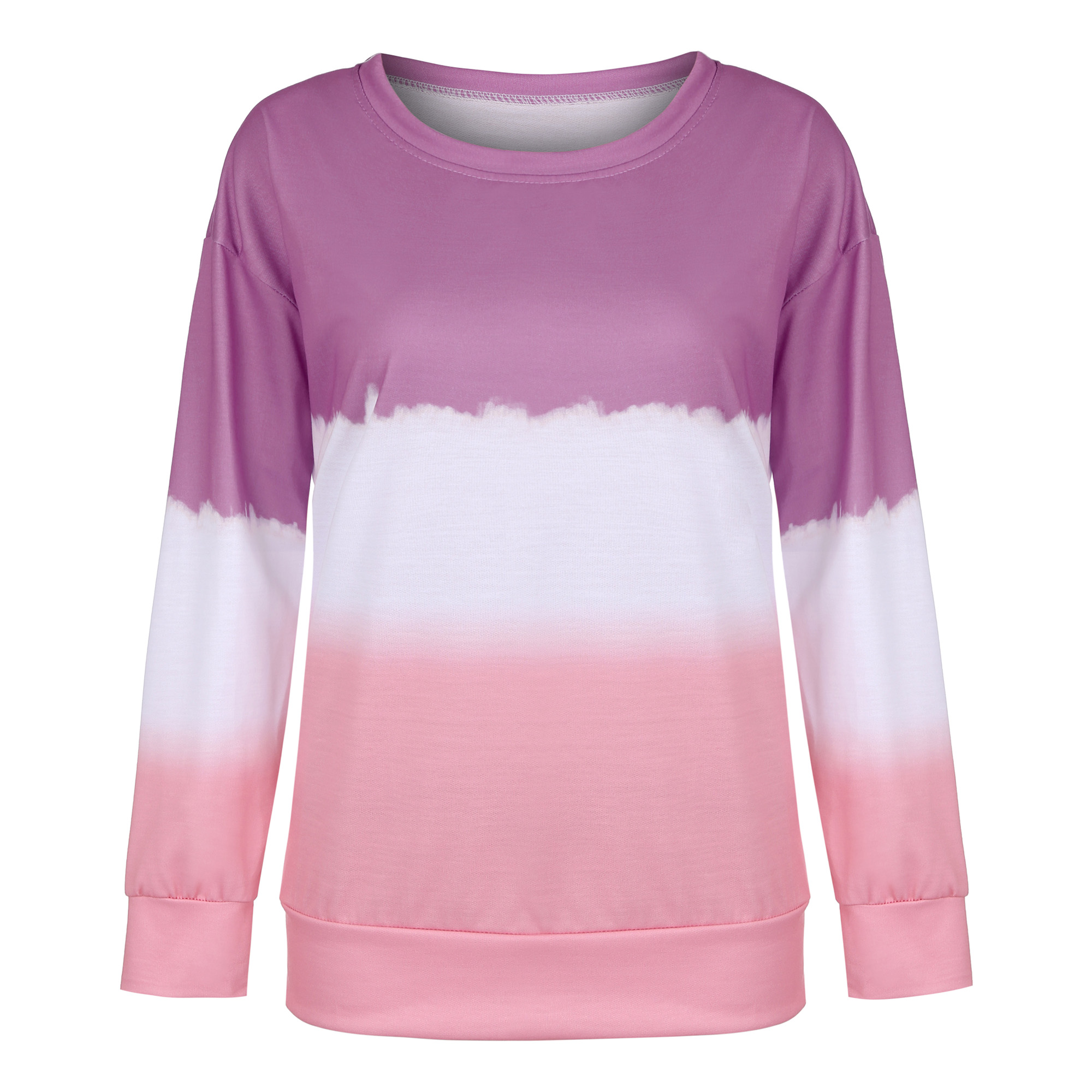 women's printed tie-dye gradient long-sleeved round neck T-shirt sweater NSYF1843