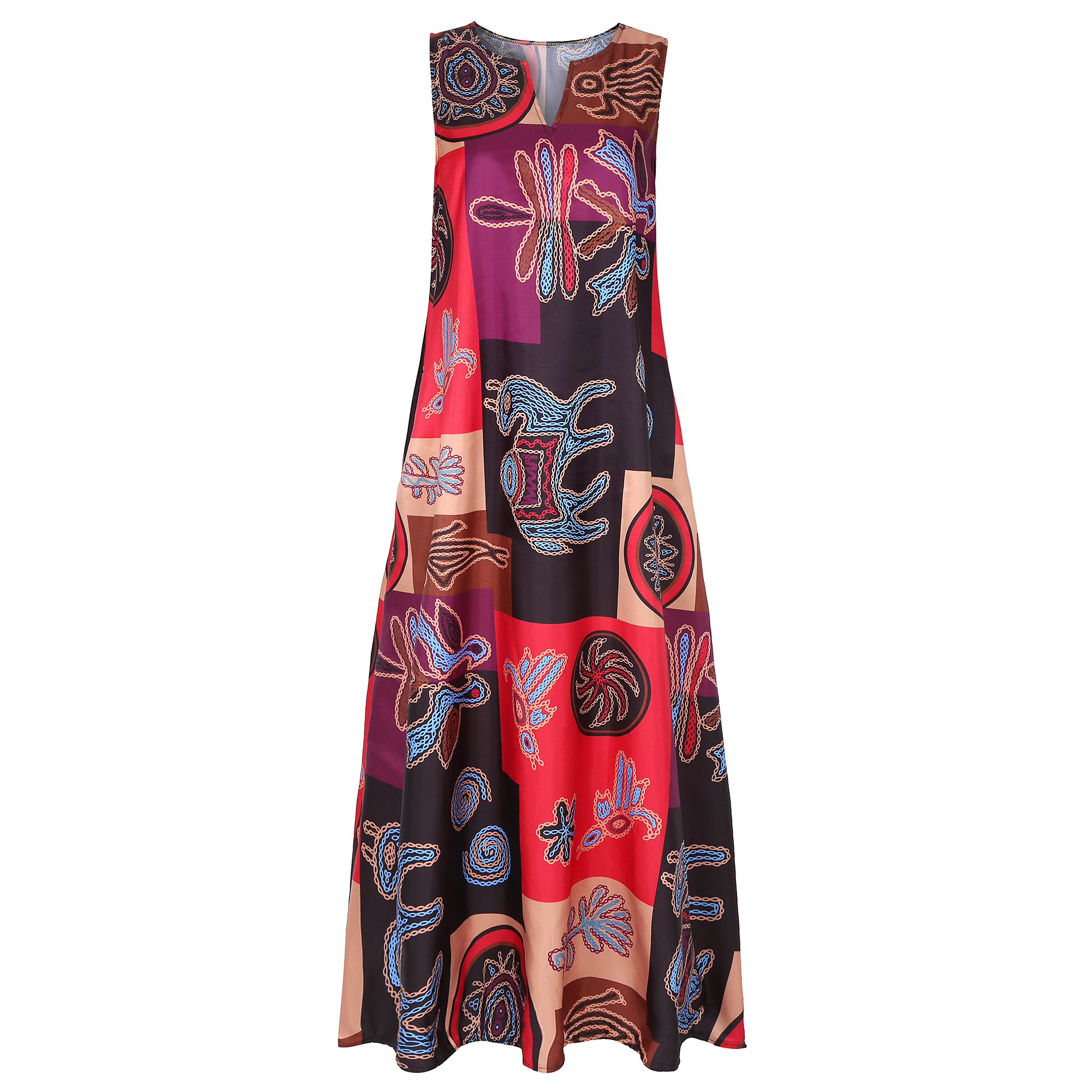 Women's Regular Dress Classic Style Round Neck Sleeveless Printing Midi Dress Masquerade display picture 4