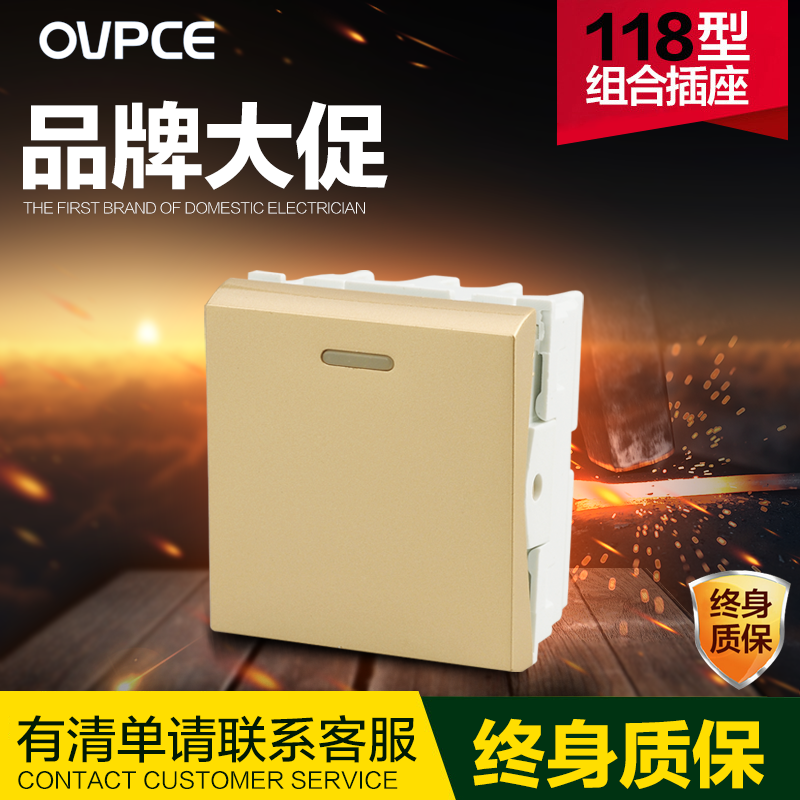 Type 118 Switch Socket Panel Concealed Home Package Champagne Gold Wire Drawing An Open Multi Control Function Keys