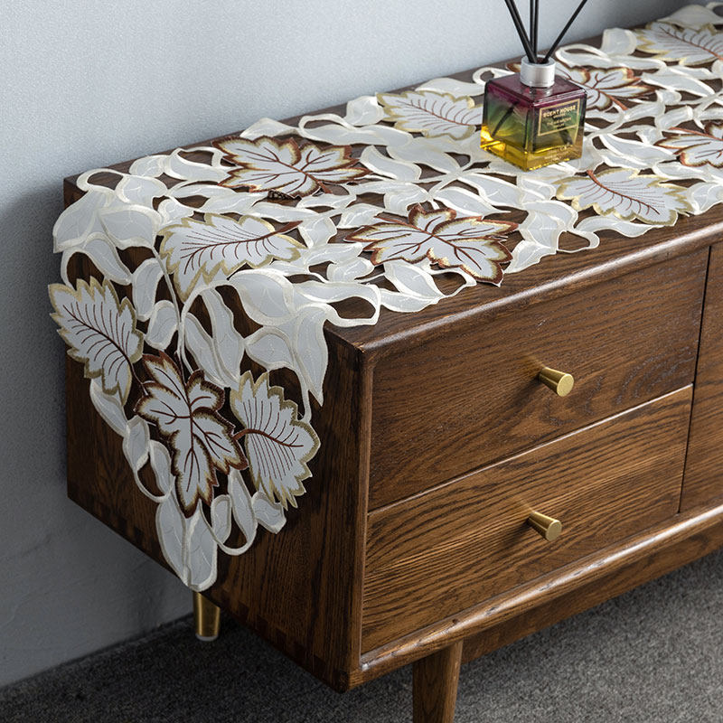 Nordic Light Extravagant Embroidery Table Flag TV Cabinet Geb Embroidered Full Work Hollowed-out Extravagant-style Striped Scar-cloth-Taobao