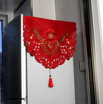 Refrigerator cover cloth dust cloth single door double door freezer cloth towel dust cover festive big red embroidery hollow out