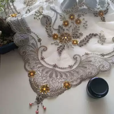 European lace bedside table air-conditioning TV refrigerator tea set tea tray gray cover cloth dustproof universal cover cloth towel rope embroidery