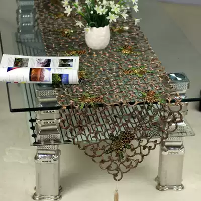 Coffee table table flag modern simple embroidery hollow European TV cabinet tablecloth cover fabric soft Chinese tablecloth