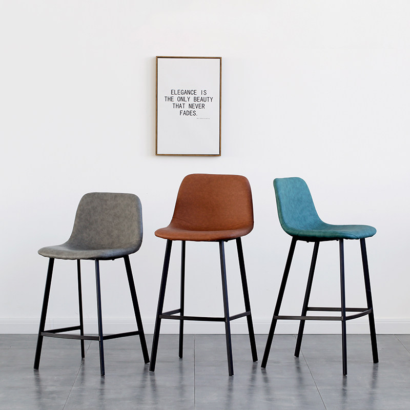 Bar stool home simple Nordic modern wrought iron high back chair front desk stool bar stool light luxury high stool