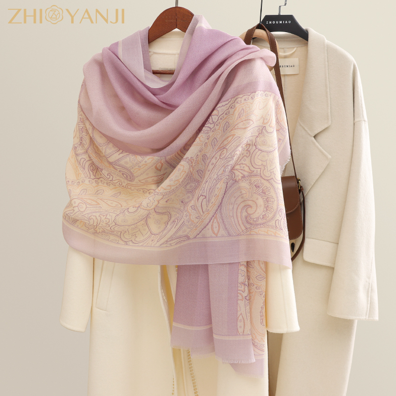 Wool Scarf for Women 2026 New Style High-End Light Purple Gift for Elders, Mothers, Mother's Day Shawl Outerwear