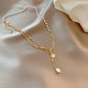 Pearl chain tag pendant necklace 2022 new trendy light luxury niche design summer collarbone chain female