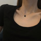 Black square pendant necklace 2022 new trendy light luxury simple niche design high-end collarbone chain all-match