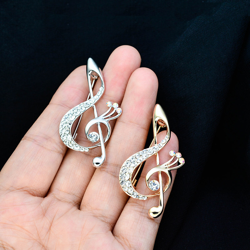 Korean brooch suit badge decoration pin jewelry High-grade music rune rhinestone pin custom men's note accessories