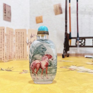Ingenuity and unique hengshui interior painting snuff bottle dragon and horse spirit cultural and creative national style new year gift zodiac horse literary and artistic ornaments