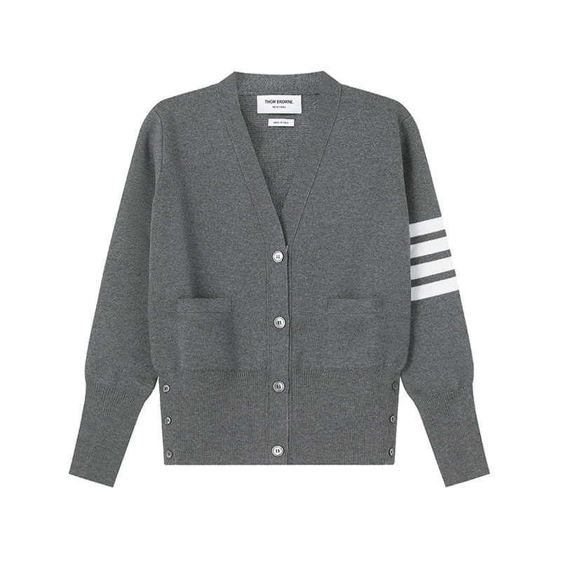 Thom Browne Women's Short V-Neck Cardigan Knit Sweater Wool Sweater Yintai 300095