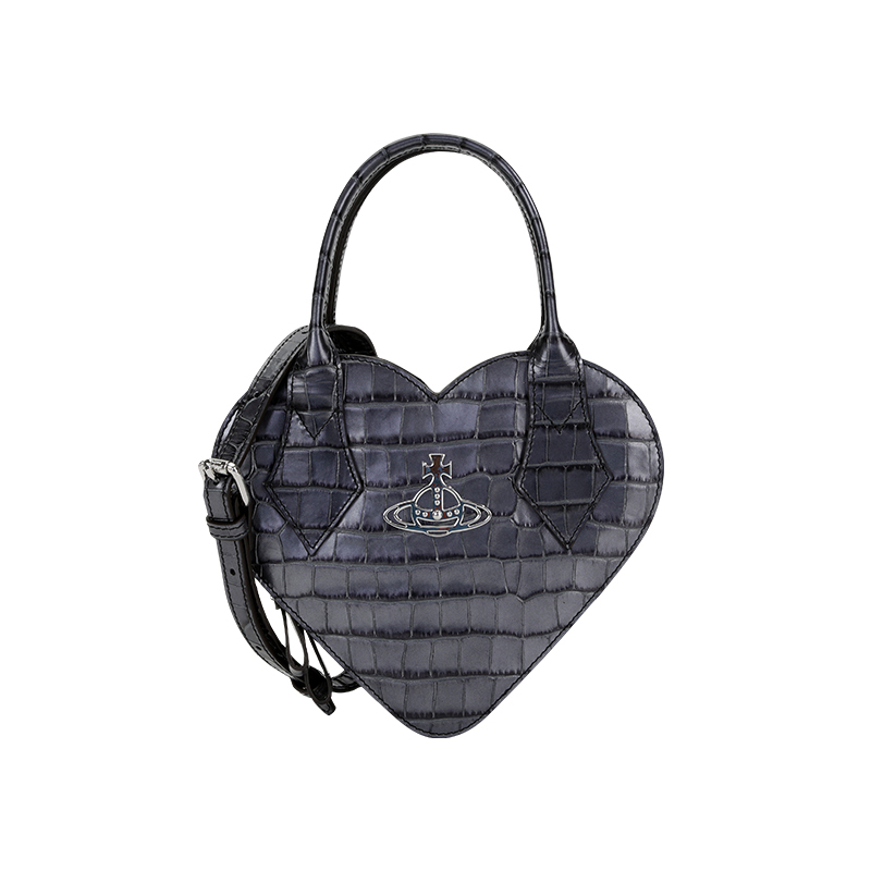 Vivienne Westwood/Queen Mother Vivienne Westwood Women's Crocodile Pattern Heart Handbag Crossbody Bag Silver 300217