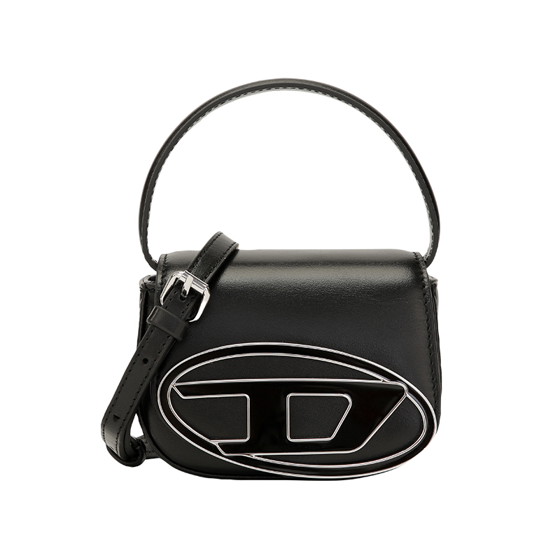 Diesel Women's Leather Mini Handbag Crossbody Bag Silver Mall Boutique 300217