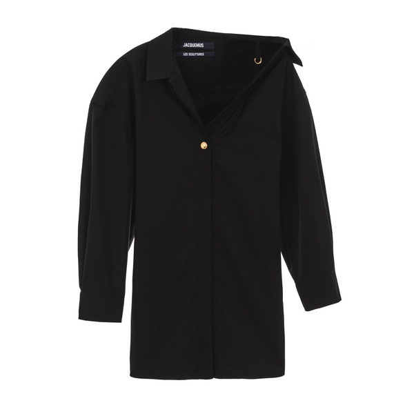 Jacquemus Same Style as Cyndi Wang, Asymmetrical Neckline Long-Sleeve Shirt Dress, Yintai Department Store Boutique 301574