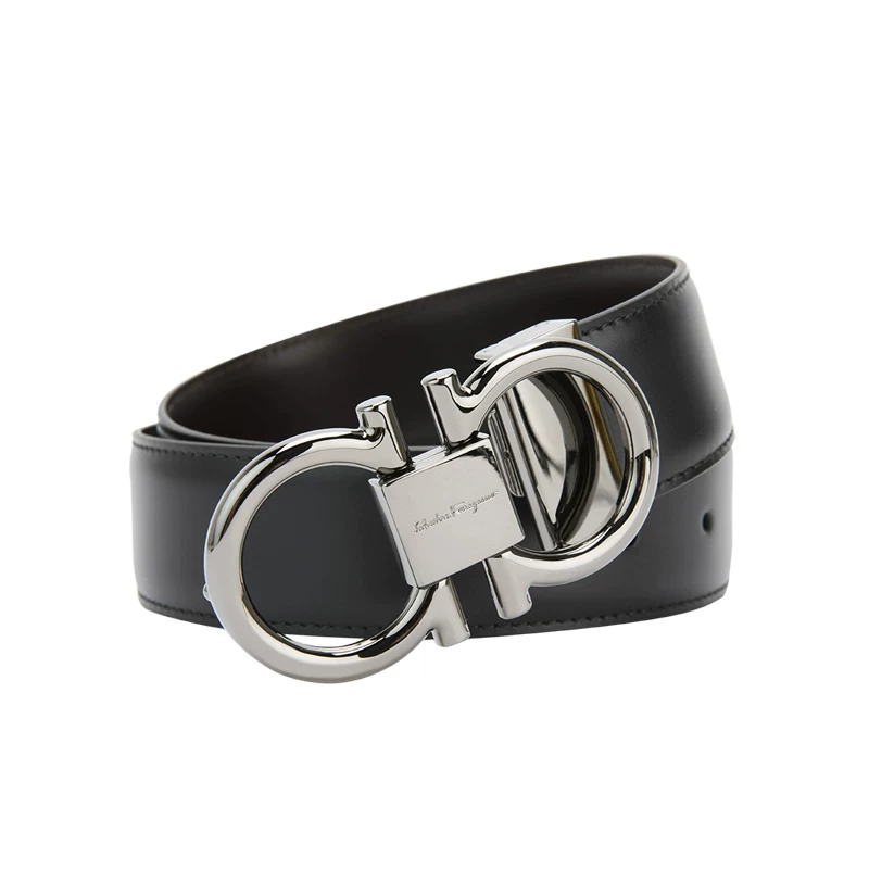 Кожаный черный пояс FERRAGAMO/, материал